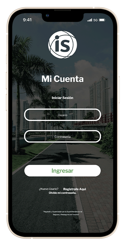 imagen de teléfono con aplicación de internacional de seguros